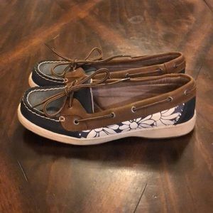 Navy and Tan Boat Shoes